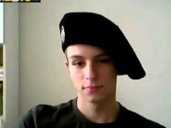 Military twink jerks his willie on webcam