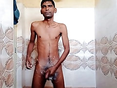 Rajesh jerking off and cumming in the shower