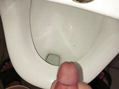 Tran station Urinal wank (Quick cum)