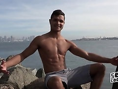 Mateo shows off his ripped body after sunburn while stroking his cock - SEAN CODY