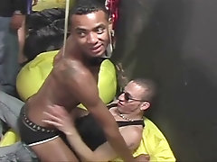 Unknown guy pounds a young guy in his tight backdoor in an exclusive VIP lounge