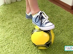Rustie Port In Cute Football Player Angel Jerks Off In Front Of His Ball!