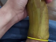 Jerking off with a Brazilian condom: Gay pleasure at its best!