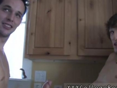 Gay twink sucked off on a counter and drilled